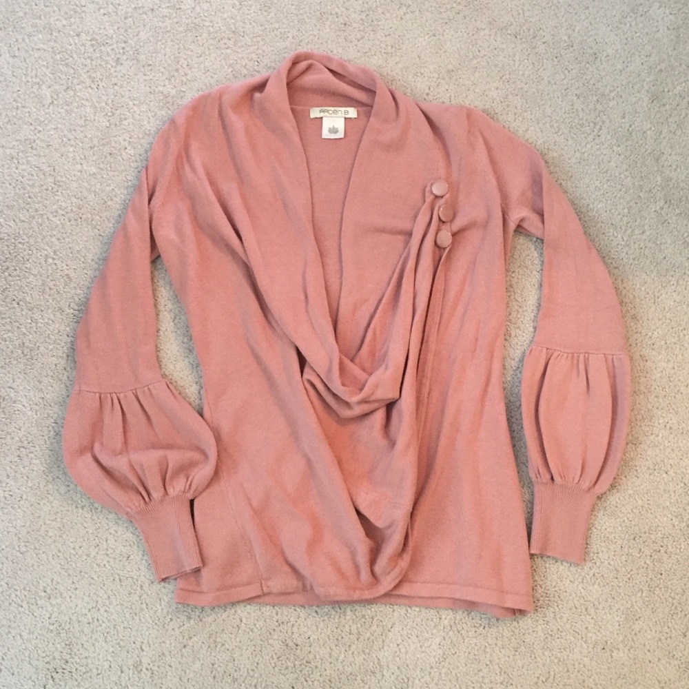 Arden B Dusty Rose Draped Button-Accent Sweater